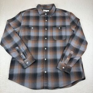 Aeropostale‎ Men's Long Sleeve Plaid Brown/Gray Flannel Size Large